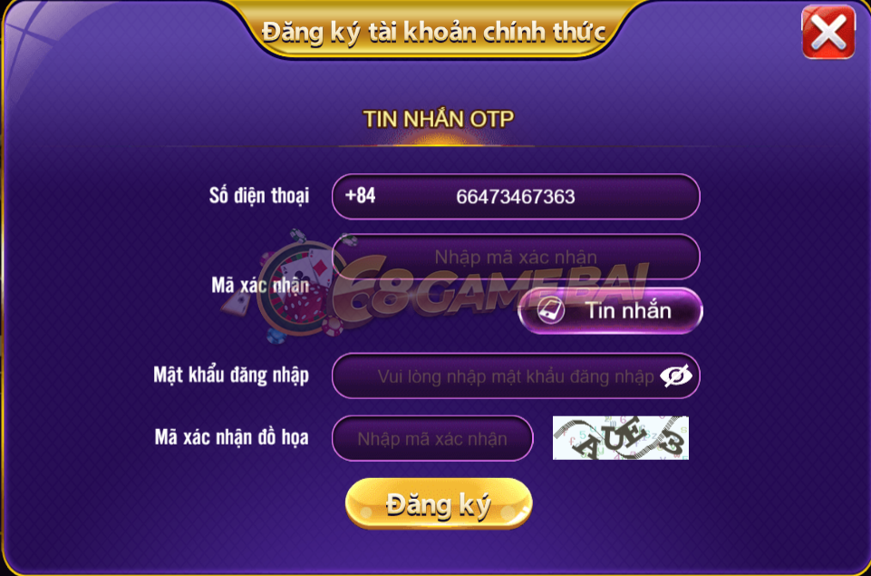 Đăng ký 68 game bài dễ dàng và nhanh chóng